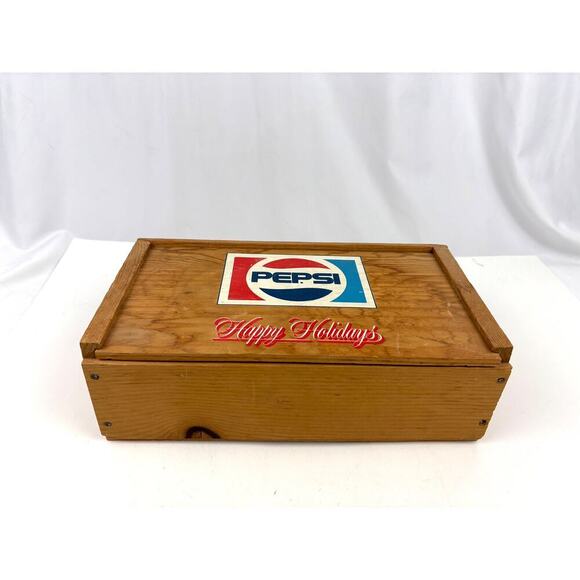 VTG Pepsi-Cola Crate Wooden Advertising Box Wood Lid Bottle Drink Sliding Lid - Picture 13 of 16